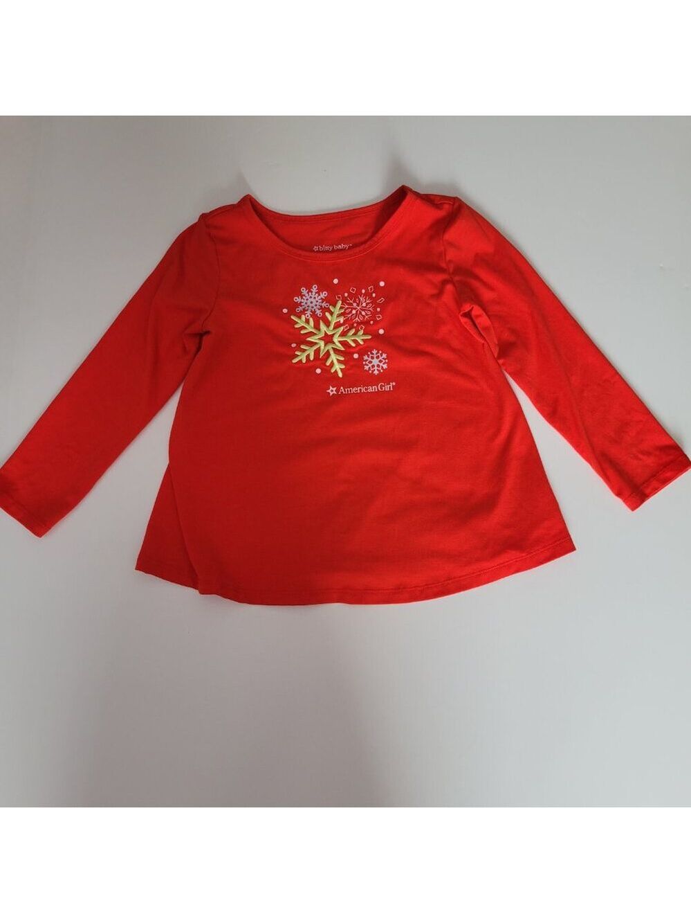 3/$20 Bitty Baby American Girl Shirt Girl's sz 6 Red Snowflakes embroidered
